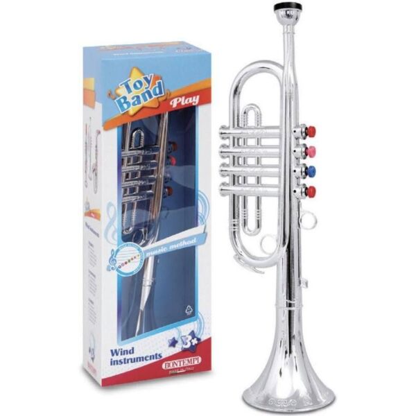 Tromba cromata grande a 4 pistoni/note colorati Bontempi-0