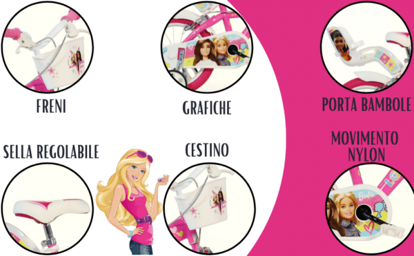 Bicicletta 14" Barbie Dino Bikes