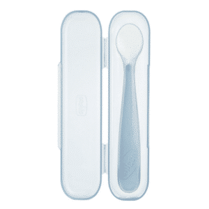 Cucchiaio in silicone 6m grigio con astuccio - CHICCO - immagine 1