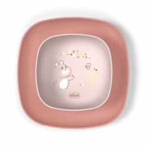 Ciotola e piatto piano 12m rosa - CHICCO - immagine 1