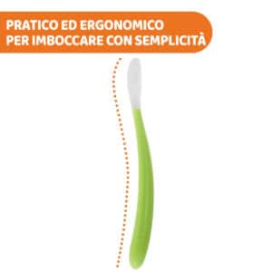 Cucchiaio in silicone 6m  verde - CHICCO - immagine 2