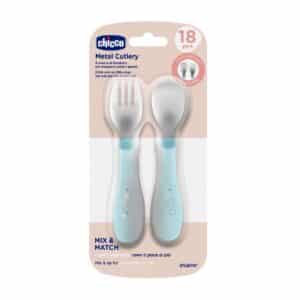 Posate inox 18m+ azzurro - CHICCO - immagine 2