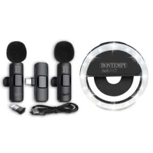 2 Microfoni Wireless Lavalier con anello luminoso da Selfie - BONTEMPI - immagine 1