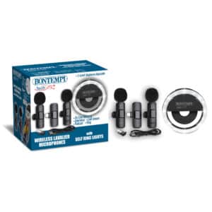 2 Microfoni Wireless Lavalier con anello luminoso da Selfie - BONTEMPI - immagine 2