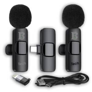 2 Microfoni Wireless Lavalier con anello luminoso da Selfie - BONTEMPI - immagine 3
