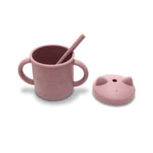 Bicchiere in Silicone con Manico e Cannuccia ROSA – LORELLI - immagine 3