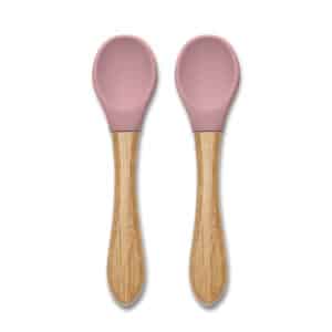 Cucchiaini in Silicone con Bambù 2pz Rosa – LORELLI - immagine 1