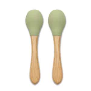 Cucchiaini in Silicone con Bambù 2pz Verde Fresh – LORELLI - immagine 2