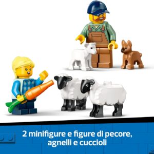 Trattore agricolo rosso con rimorchio e pecore - LEGO - immagine 4