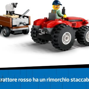 Trattore agricolo rosso con rimorchio e pecore - LEGO - immagine 2