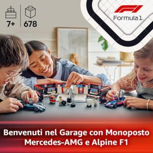 Garage con monoposto Mercedes-AMG e Alpine F1 - LEGO - immagine 5