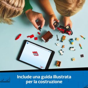 Trattore agricolo rosso con rimorchio e pecore - LEGO - immagine 9
