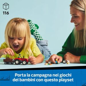 Trattore agricolo rosso con rimorchio e pecore - LEGO - immagine 5