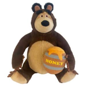 Peluche seduto MASHA E ORSO con Barilotto di Miele 35cm - PTS - immagine 1